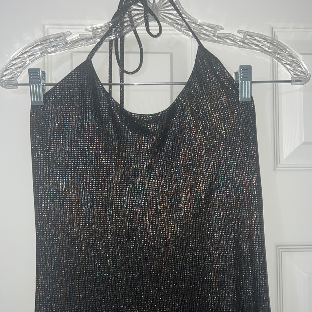 Halter neck holographic dress